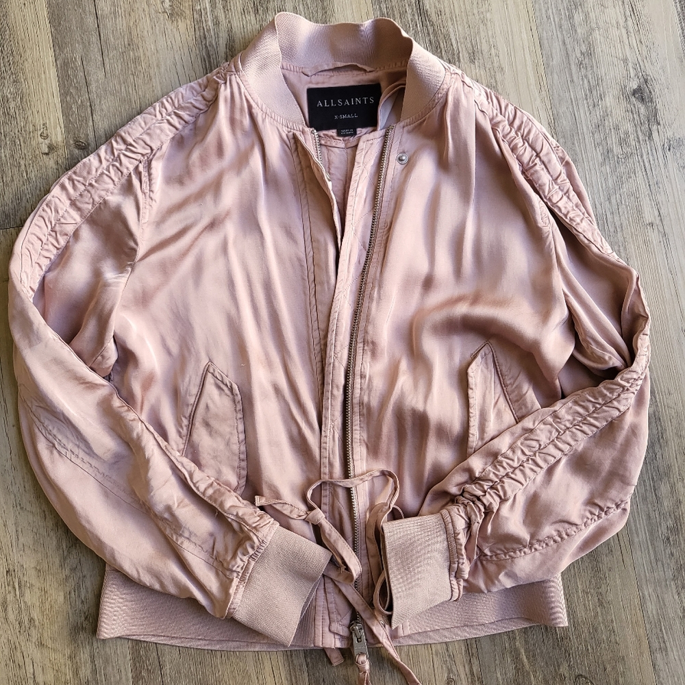 All Saints Pink Bomber Jacket